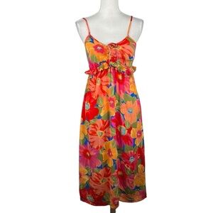Billabong Floral Tropical Multi-Colored Summer Spaghetti Strap Maxi Dress Size S